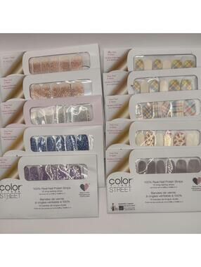 LOT OF 10 Color Street Real Nail Polish Strips - Retired - Plaid Glitter Sparkle